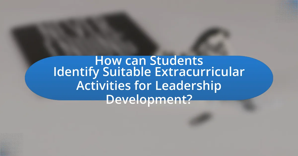 How can Students Identify Suitable Extracurricular Activities for Leadership Development?