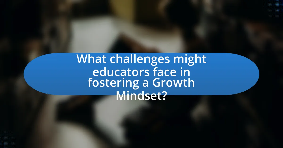 What challenges might educators face in fostering a Growth Mindset?